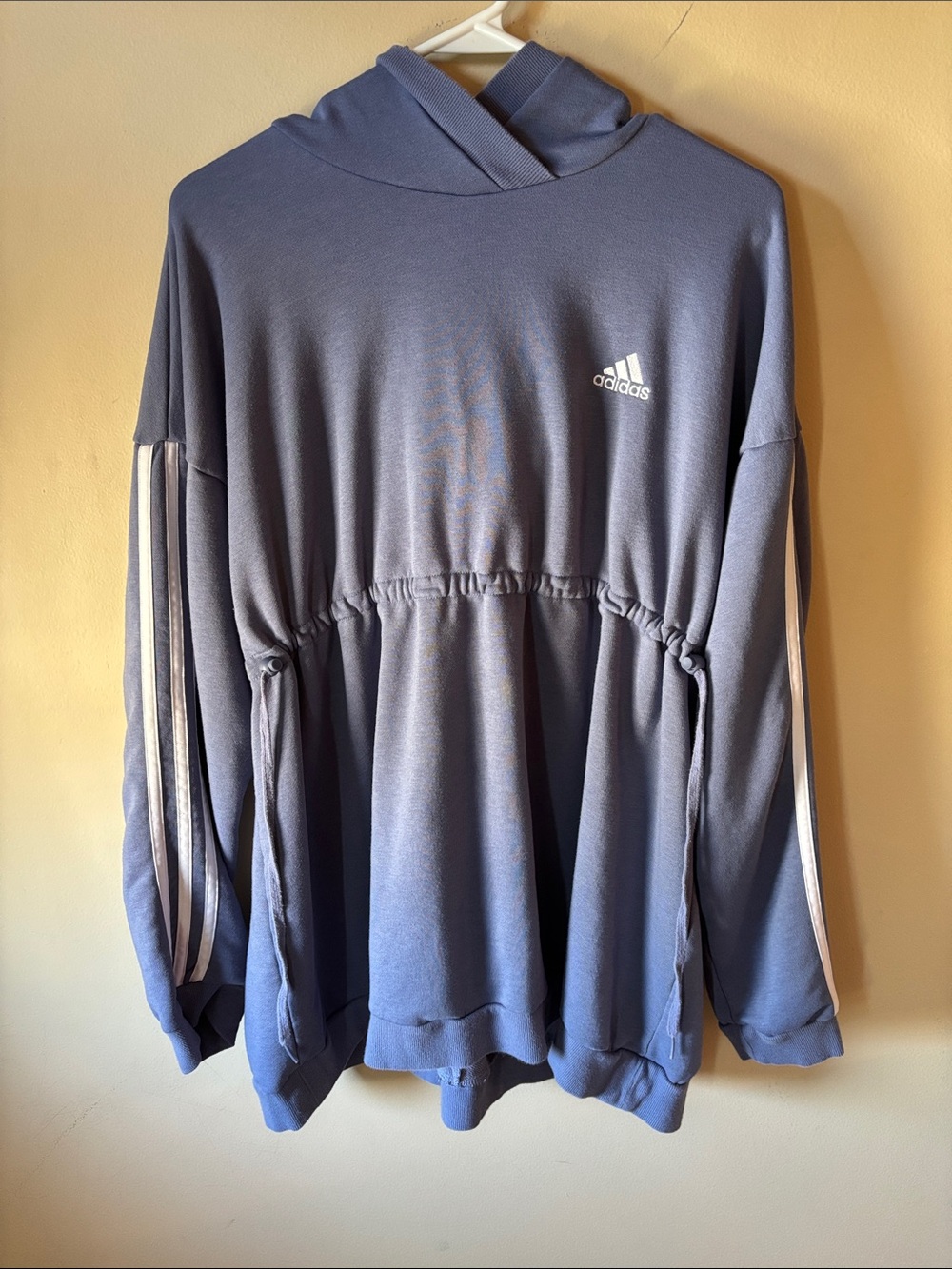 adidas Maternity Dusty Periwinkle Blue Hoodie with White Stripes